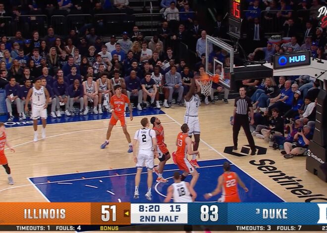 Cooper Flagg links up with Khaman Maluach for ALLEY-OOP DUNK as Duke leads Illinois