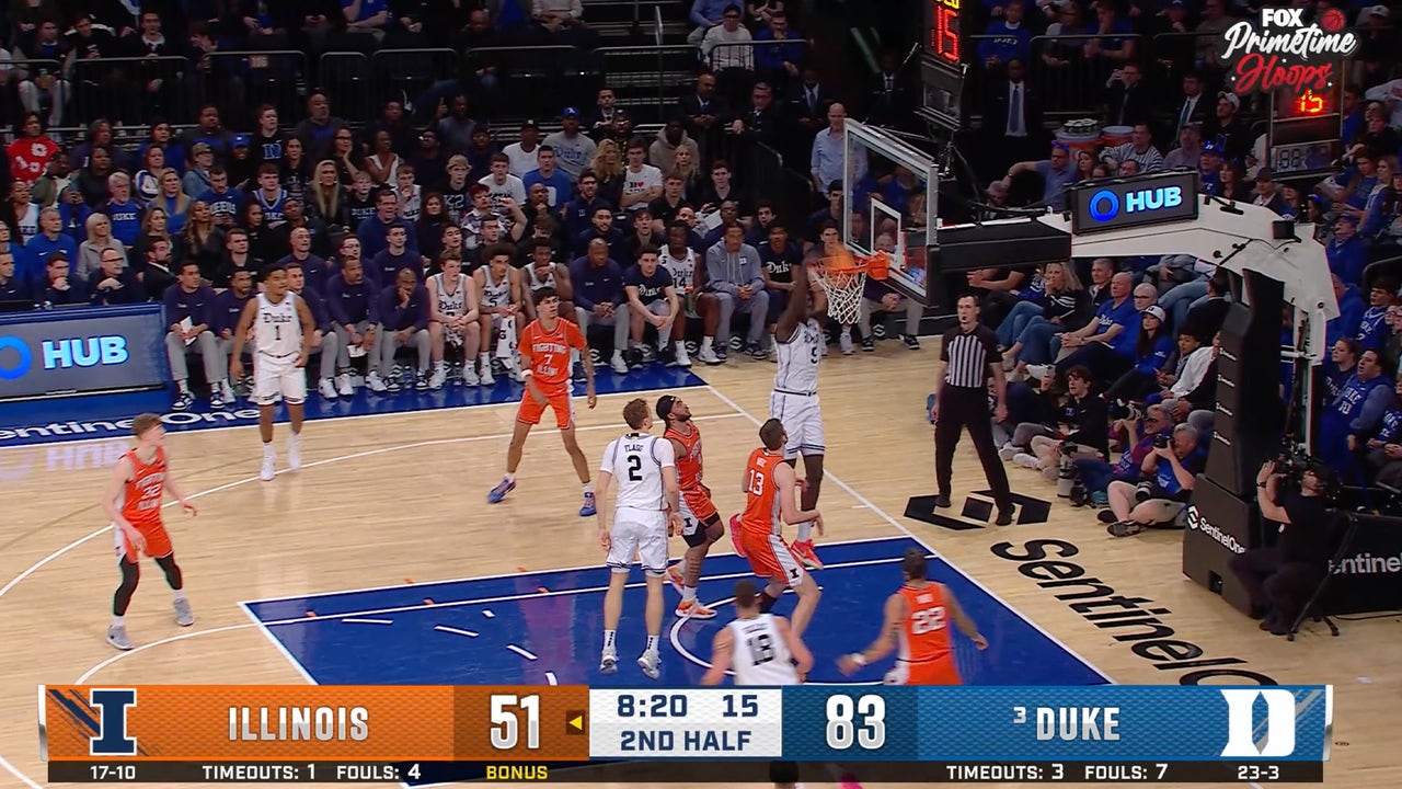 Cooper Flagg links up with Khaman Maluach for ALLEY-OOP DUNK as Duke leads Illinois